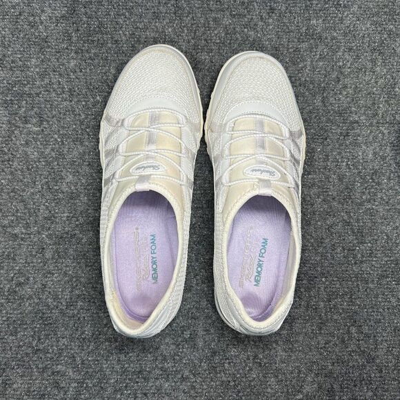 Skechers Breathe Easy Shoes Women's Size 8 White Slip On Relaxed Fit Memory Foam - Picture 8 of 12
